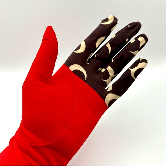 新品！【MARINE SERRE】COLOR BLOCK MOON GLOVES Marine Serre Gloves Red & Brown Color-block Moon M. New w/ Tags